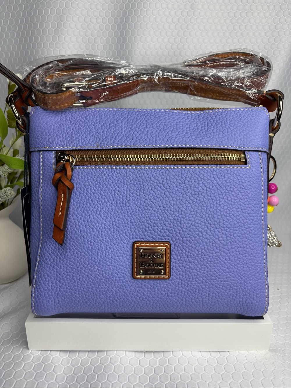 Dooney & Bourke Lavender Pebble Leather Allison Bag with Fashion Charm NWT
